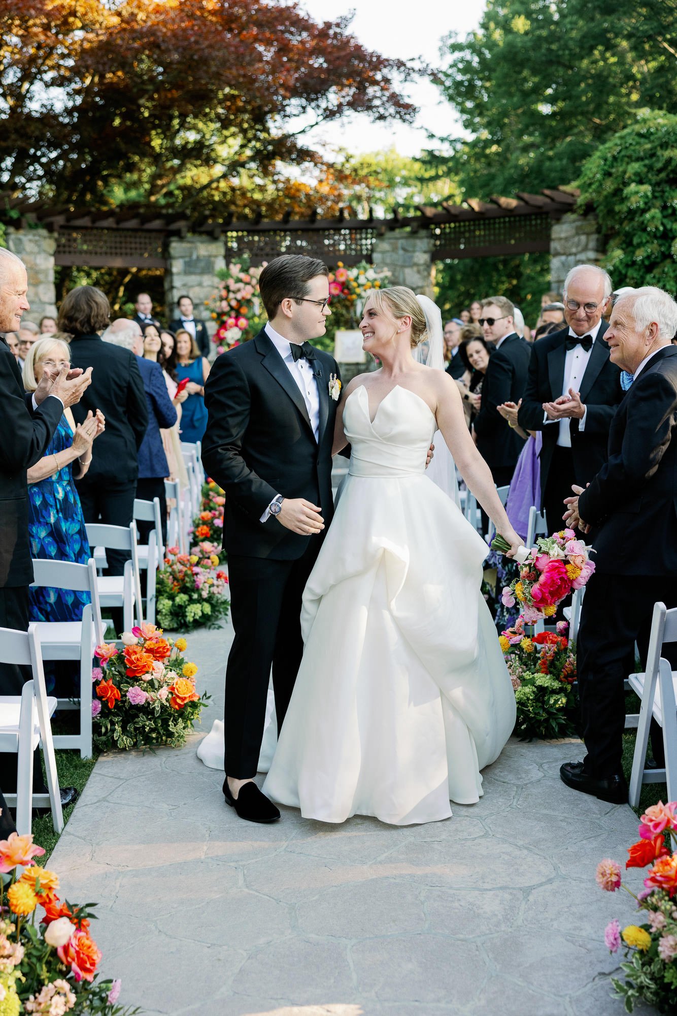 Couple walks down the aisle